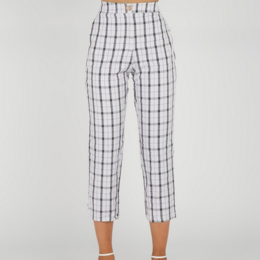 Mint Vanilla Plaid Cigarette Straight Dress Pant - Picture 13 of 13